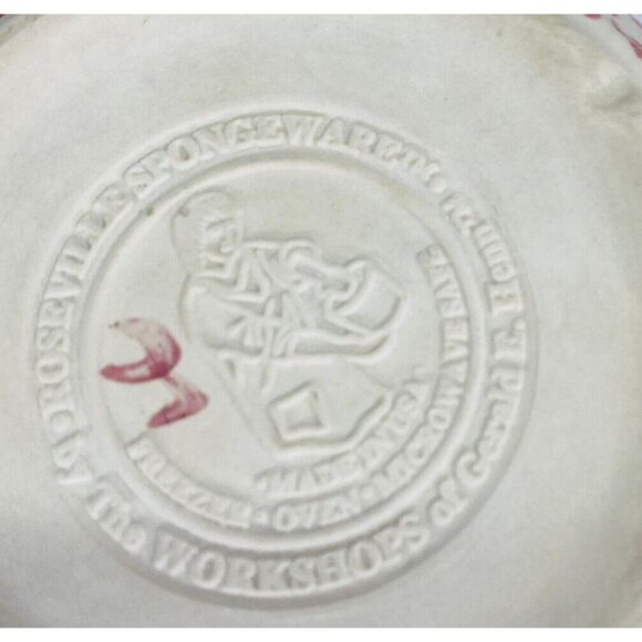 Roseville The Workshop of Gerald Henn ROSE SPONGE Red Spongeware Rim Soup Bowl - Picture 8 of 13
